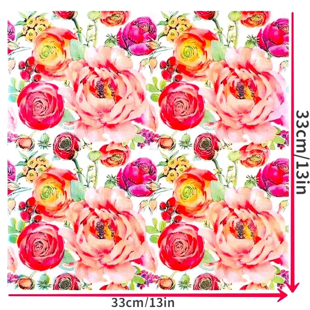Pastel Pink & Yellow Roses Luncheon Paper Napkins, 20ct